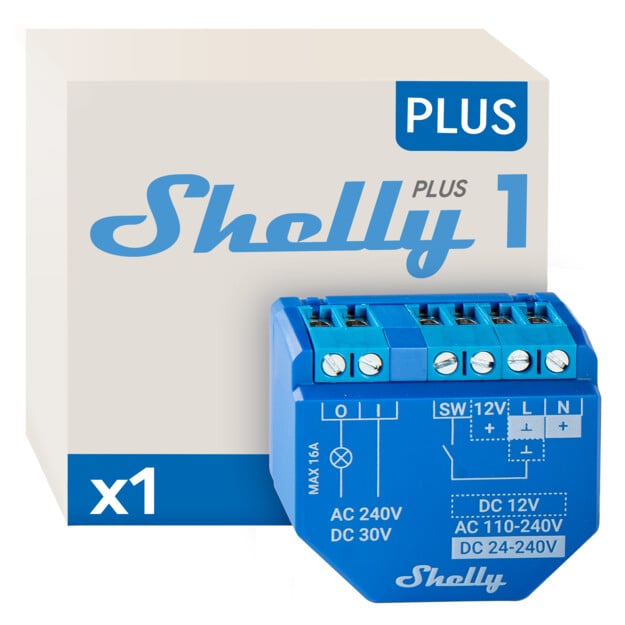 Shelly Plus 1 Smart Home Switch WiFi Bluetooth Operated Relay Switch Low  Voltage Support Over Temperature Protection Control