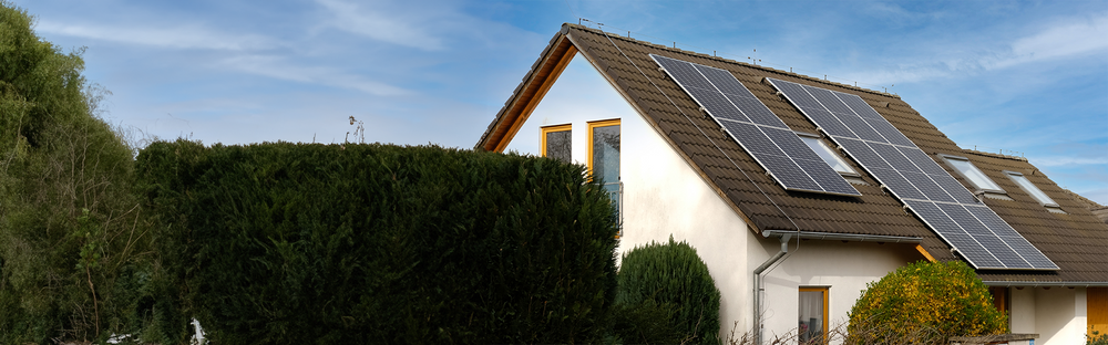 Energy efficient house with Solar Panels on the roof